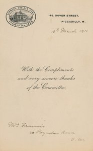 Abri pour cochers Fun, fondé en janvier 1875. Lettre