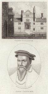 Caius College et un portrait de John Caius - English School