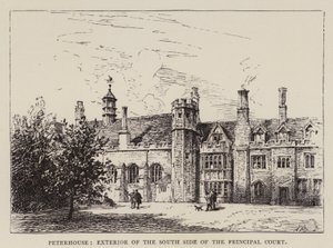 Cambridge : Peterhouse, Extérieur du côté sud de la cour principale - English School