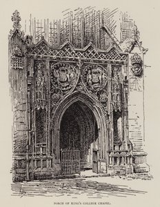 Cambridge : Porche de la chapelle du King