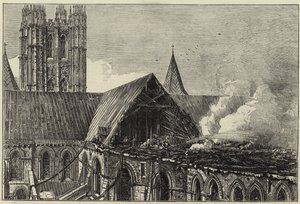 La cathédrale de Canterbury après le récent incendie - English School