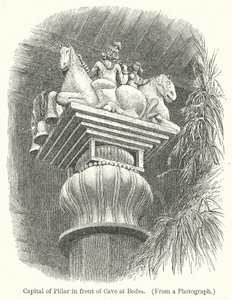 Chapiteau du pilier devant la grotte de Bedsa (gravure) - English School