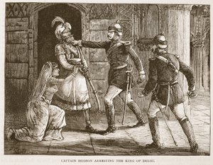Le capitaine Hodson arrêtant le roi de Delhi, illustration de Cassells Illustrated History of England