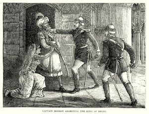Le capitaine Hodson arrêtant le roi de Delhi (gravure)