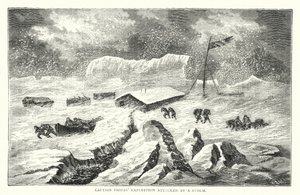 Expédition du capitaine Phipps attaquée par une tempête (gravure en couleur) - English School