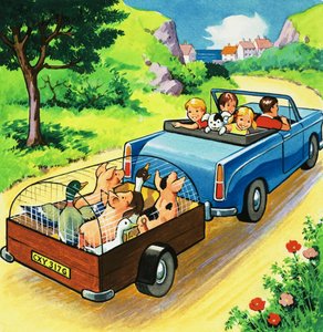 Voiture tirant une remorque d