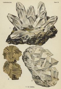 Carbonates, calcite (lithographie en couleur) - English School
