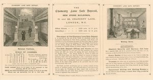 Carte publicitaire pour le Chancery Lane Safe Deposit, 61-62 Chancery Lane, Londres - English School