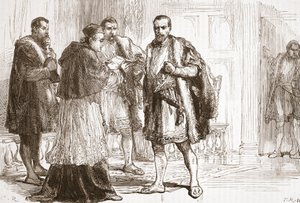 Cardinal de Tournon lisant le placard protestant à François Ier, illustration de L
