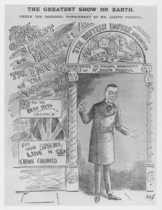 Caricature de Joseph Chamberlain en tant que secrétaire colonial, vers 1900 - English School