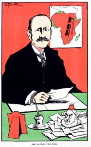 Caricature de Sir Alfred Milner, gouverneur colonial britannique de la colonie du Cap au début de la Seconde Guerre des Boers - English School