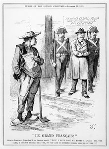 Caricature du Vicomte Ferdinand Marie de Lesseps du magazine Punch, Londres, 26 novembre 1892 - English School