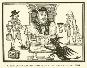 Caricature du diable offrant un chapeau de cardinal à Laud - English School
