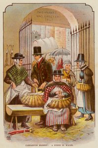 Marché de Carnarvon, une scène au Pays de Galles - English School