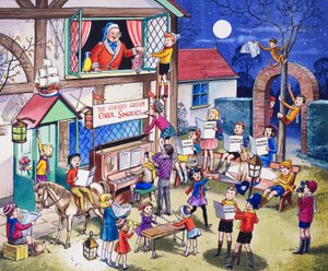 Carol Singers (gouache sur papier)