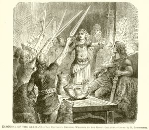 Carousal des Allemands. Les Balthens buvant la bienvenue aux enfants du roi - English School