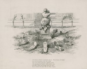Caricature, satire sur Albert Grant, les tombes représentant ses spéculations douteuses