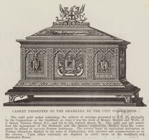 Coffret présenté au Shahzada par la Corporation de la Ville (gravure) - English School