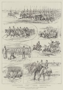 Manœuvres de cavalerie de la division de Bangalore, présidence de Madras, Inde (gravure) - English School