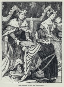 Caxton présentant son premier livre au roi Édouard IV - English School