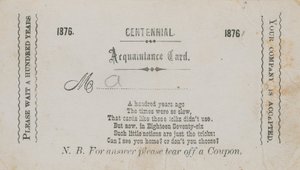 Carte de connaissance du centenaire - English School