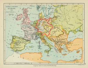 Europe centrale et occidentale (lithographie couleur) - English School