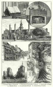 Bible enchaînée, Lingfield ; Cheminée, Sackville College ; Sackville College ; Middle Row ; À Ashurst Wood ; Château de Brambletye - English School