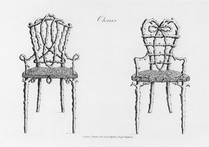 Chaises, de Grotesque Architecture, ou Rural Amusement, par William Wrighte, publié en 1768