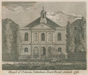 Chapelle de St James, Tottenham Court Road, Londres, érigée en 1792 - English School