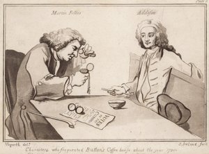 Personnages fréquentant Buttons Coffee House vers 1720 ; Martin Folkes, Addison