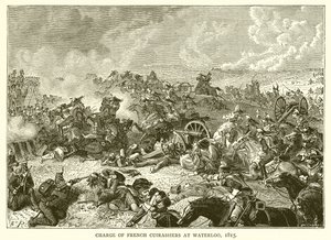 Charge des cuirassiers français à Waterloo, 1815 - English School