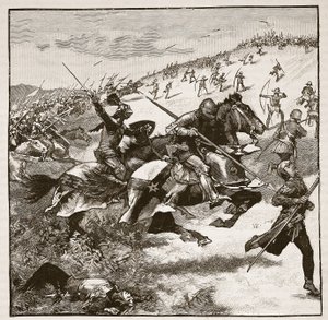 Charge des Écossais à Homildon Hill, illustration de Cassells Illustrated History of England