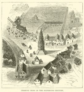 Charing Cross au XVIe siècle (gravure) - English School