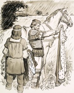 Charlemagne inspectant des manteaux - English School