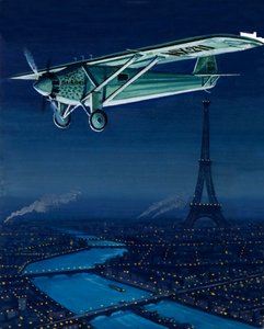 Le monoplane Ryan de Charles Lindbergh, le Spirit of St Louis, survolant Paris