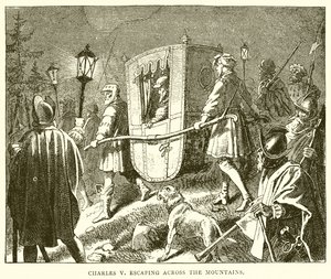 Charles V fuyant à travers les montagnes - English School