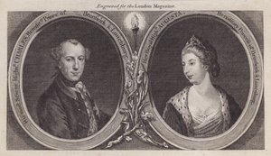 Charles William Ferdinand, duc de Brunswick, et sa femme, la princesse Augusta, sœur du roi George III - English School
