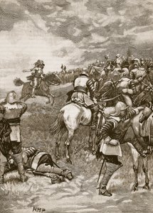 Charles à la bataille de Naseby, illustration de Cassells Illustrated History of England - English School
