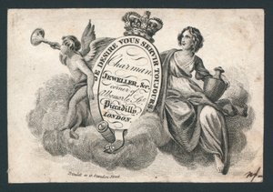 Charman, bijoutier, coin de Albemarle Street et Piccadilly, carte de visite - English School
