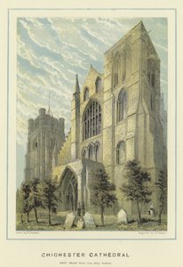 Cathédrale de Chichester, façade ouest avec le clocher - English School