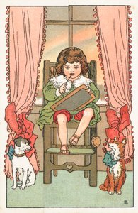 Enfant dans une chaise haute, Carte de Noël - English School