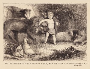 Enfant menant le lion, le loup et l