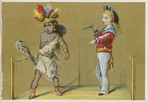 Enfant avec fusil et enfant indigène - English School