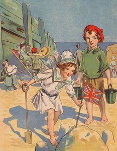 Enfants construisant un château de sable