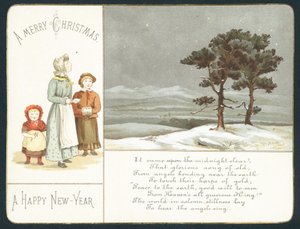 Enfants attendant dans la neige, Carte de Nouvel An - English School