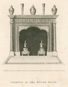 Cheminée dans la salle ronde, Strawberry Hill, Twickenham, Londres - English School