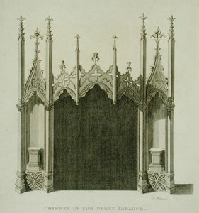 Cheminée dans le grand salon de Strawberry Hill, gravée par T. Morris, tiré de 