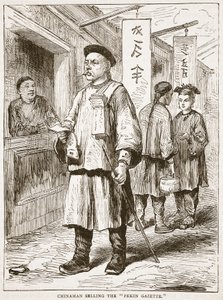Chinois vendant la Gazette de Pékin, illustration de Cassells Illustrated History of England - English School
