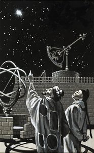 Astronomes chinois cherchant dans le ciel un signe