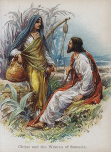 Christ et la femme de Samarie (chromolithographie) - English School